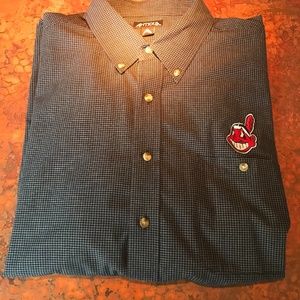Antiqua Mens' XL Button Down Long Sleeve Dress Shirt w/Chief Wahoo Logo